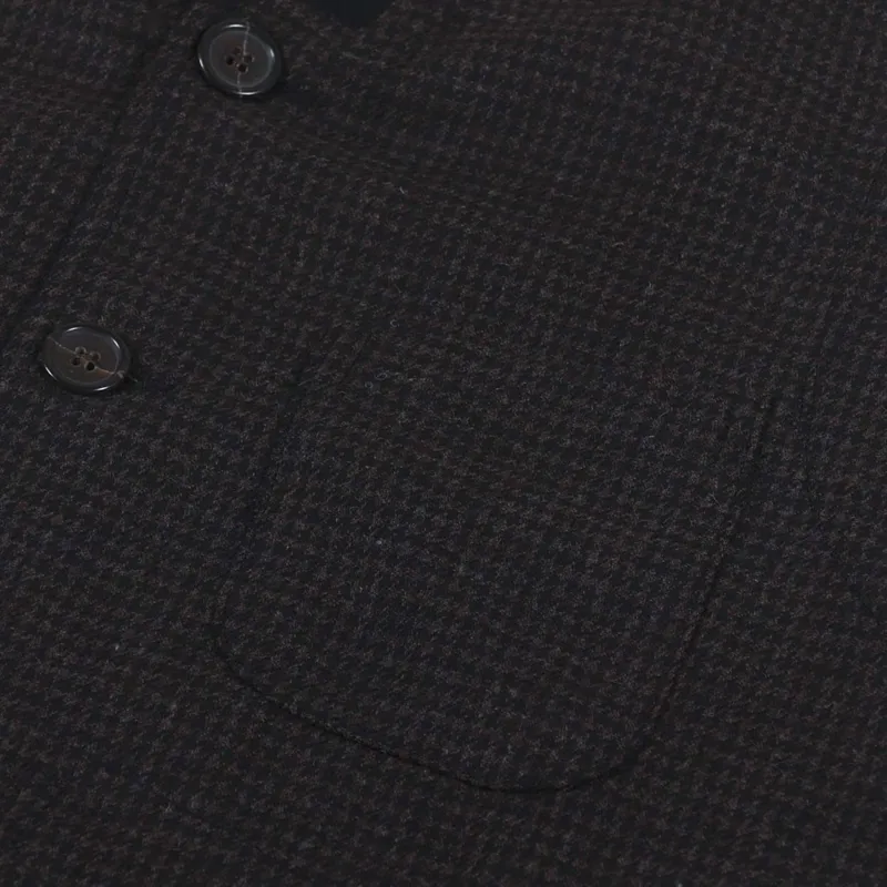 Universal Works Brixton Waistcoat Brown Dogtooth Wool Mix-5